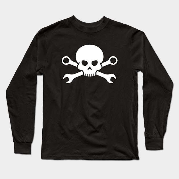 Tuning Skull and Tools (white) Long Sleeve T-Shirt by GetTheCar